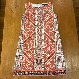 Orange Patterned Sleeveless Dress